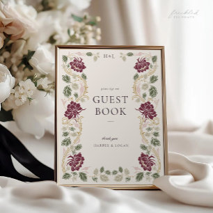Póster Cartel de libro de invitados de boda Art Nouveau d