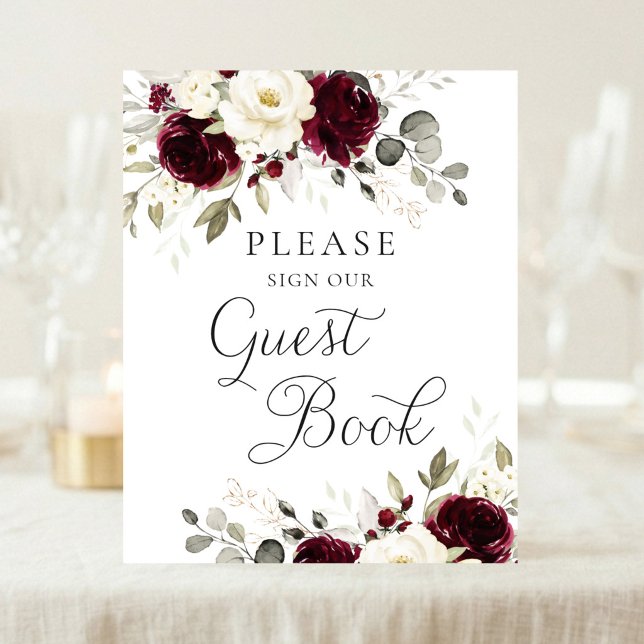 Póster Cartel de libro de invitados de boda con vegetació (Subido por el creador)