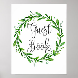 Póster Cartel de libro de invitados de vegetación. Boda v
