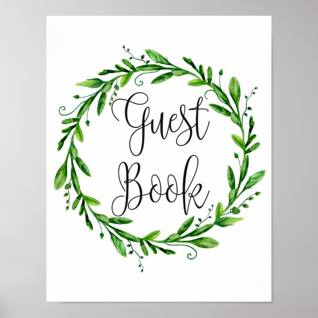 Póster Cartel de libro de invitados de vegetación. Boda v (Frente)