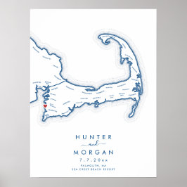 Póster Cartel de Libro de Invitados Moderno de la Marina 