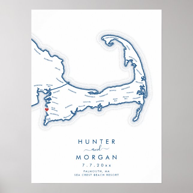 Póster Cartel de Libro de Invitados Moderno de la Marina  (Frente)