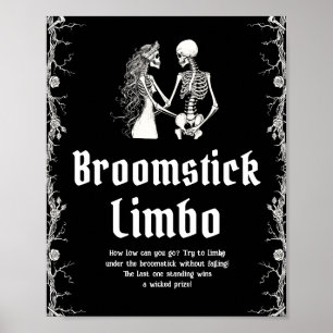 Póster Cartel de Limbo de Escoba de Esqueleto de Hallowee