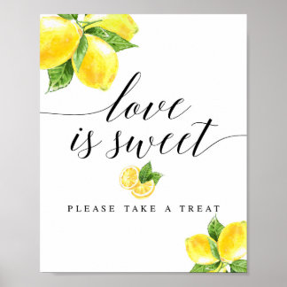 Póster Cartel de Limón de Cítricos Amor es Dulce 8x10"