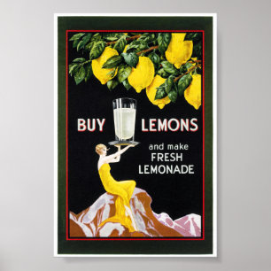 Póster Cartel de limonada de tienda de comestibles vintag