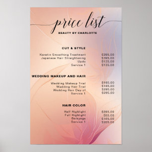 Póster Cartel de lista de precios moderna