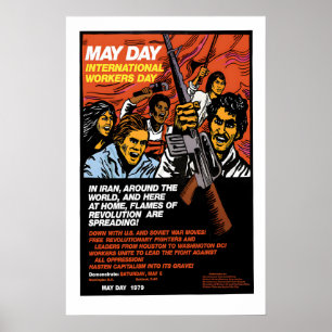 Póster Cartel de los años 70 Día Internacional del trabaj