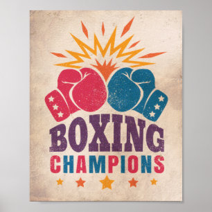 Póster Cartel de los campeones de boxeo de época