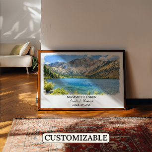 Póster Cartel de Mammoth Lakes California, Acuarela, Cust