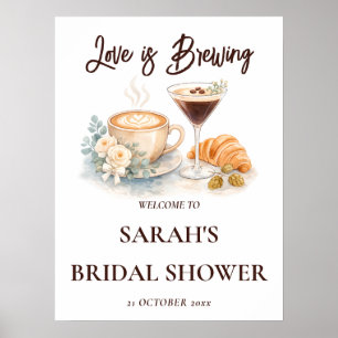 Póster Cartel de Martini de Espresso de Café de Acuarela