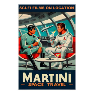 Póster Cartel de Martini Space Travel sobre películas de 