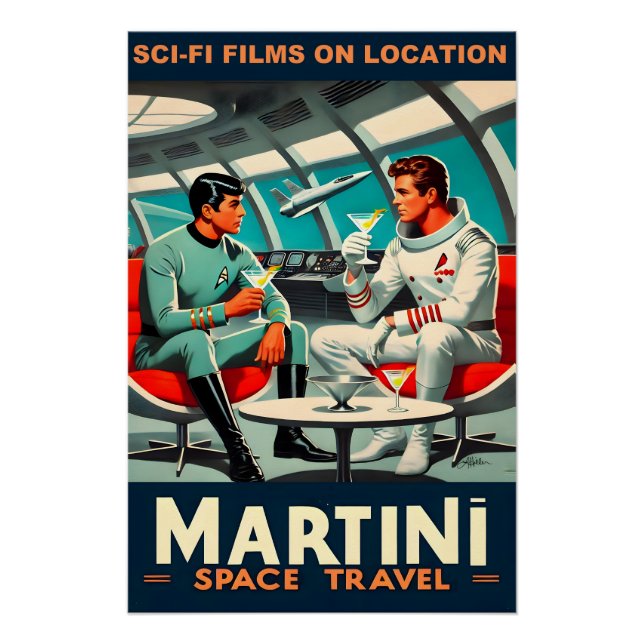 Póster Cartel de Martini Space Travel sobre películas de  (Anverso)