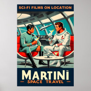 Póster Cartel de Martini Space Travel sobre películas de