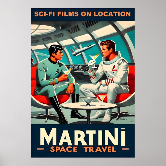 Póster Cartel de Martini Space Travel sobre películas de  (Frente)