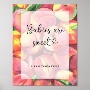 Póster cartel de melocotón pequeño - los bebés son dulces