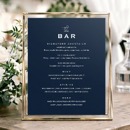 Póster Cartel de menú de bar de boda clásico chic minimal