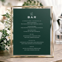 Cartel de menú de bar de boda clásico minimalista 