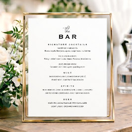Póster Cartel de menú de bar de boda clásico minimalista
