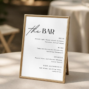 Póster Cartel de menú de bar de boda minimalista
