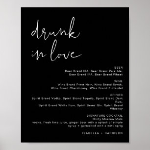 Póster Cartel de menú de bar JOVI Edgy Black Enamorado