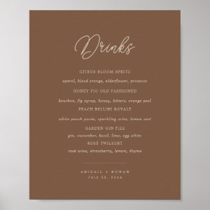 Póster Cartel de menú de bar minimalista marrón beige mod