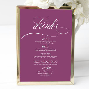 Póster Cartel de menú de barra de bebidas de boda Chic Pi