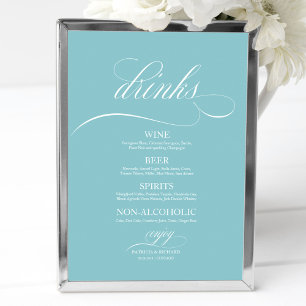 Póster Cartel de menú de barra de bebidas de boda Chic Pu