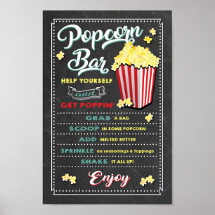 Póster Cartel de menú de barra de palomitas de fiesta