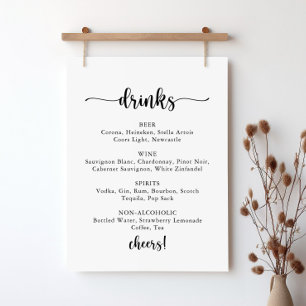 Póster Cartel de menú de bebidas de boda con caligrafía m