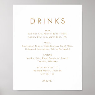 Póster Cartel de menú de bebidas de boda con tipografía d