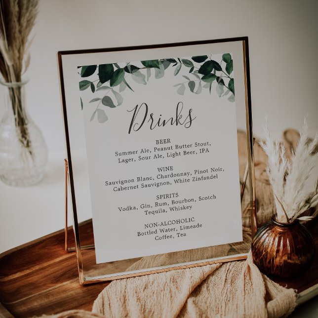 Póster Cartel de Menú de Bebidas de Boda con Verdor Esmer (Subido por el creador)