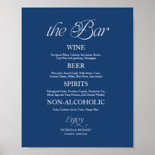 Póster Cartel de menú de boda "The Bar" minimalista moder
