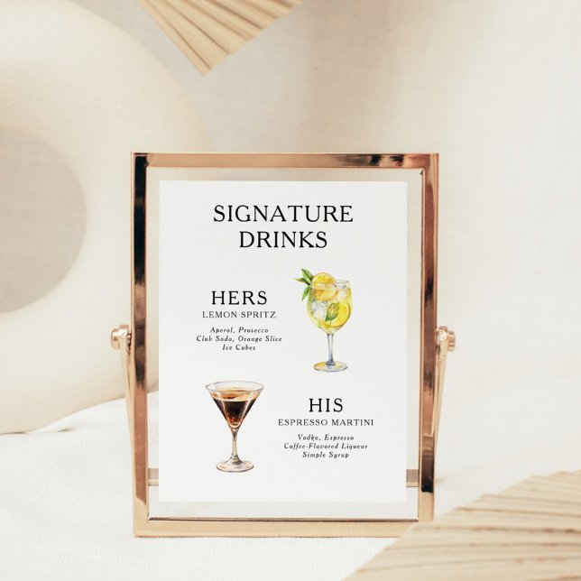 Póster Cartel de Menú de Cóctel de Boda Bebidas Destacada (Subido por el creador)