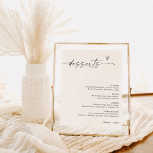Póster Cartel de menú de postres minimalista, boda modern