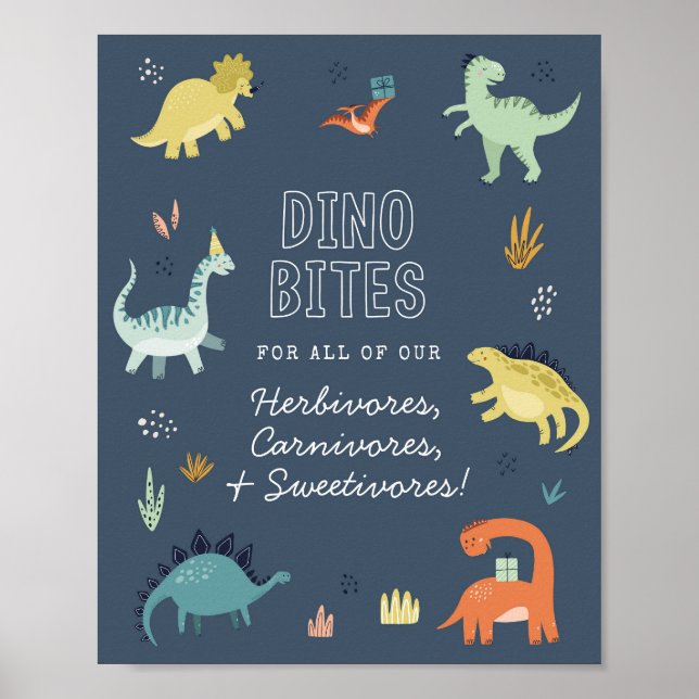 Póster Cartel de mesa de comida de dinosaurio lindo Dino  (Frente)