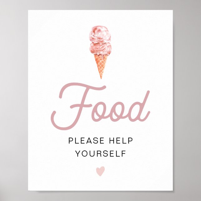 Póster Cartel de mesa de comida de helado rosa retro CLAR (Frente)
