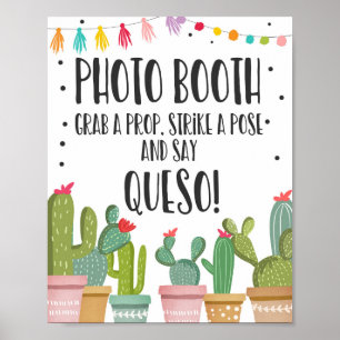 Póster Cartel de mesa de fiesta de cactus de cabina de fo