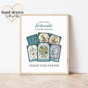 Póster Cartel de mesa para baby shower con tema de tarot