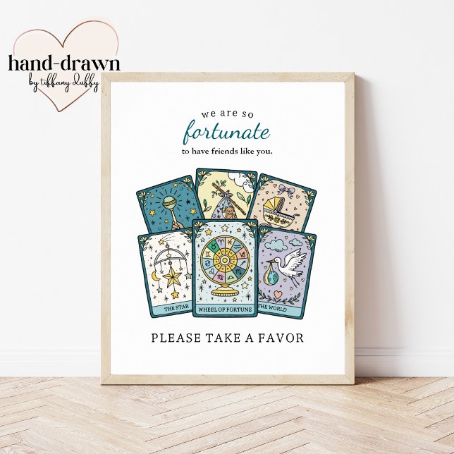 Póster Cartel de mesa para baby shower con tema de tarot (Subido por el creador)