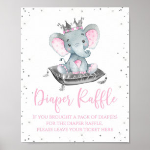 Póster Cartel de Mesa para Rifas de Pañales de Baby Showe