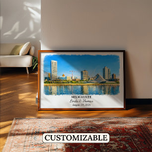 Póster Cartel de Milwaukee Wisconsin, Acuarela, Personali