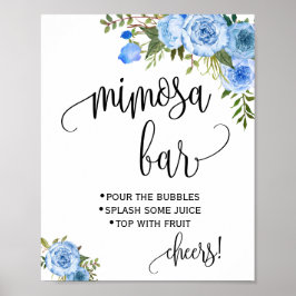 Póster Cartel de Mimosa Bar Boda nupcial Ducha Floral Azu