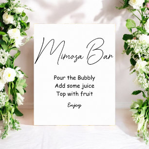 Póster Cartel de Mimosa Bar Negro Blanco para Boda