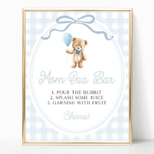 Póster Cartel de Mimosa Bar para Baby Shower de Oso de Pe