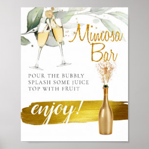 Póster Cartel de Mimosa Bar para Desayuno Nupcial con Euc