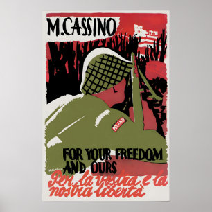 Póster Cartel de Monte Cassino Por vuestra libertad y la 