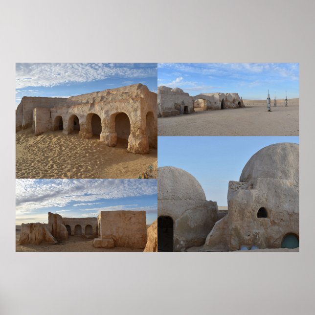 Póster Cartel de Mos Espa en el planeta Tatooine (Frente)