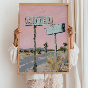 Póster Cartel de motel en carretera del desierto Impresió
