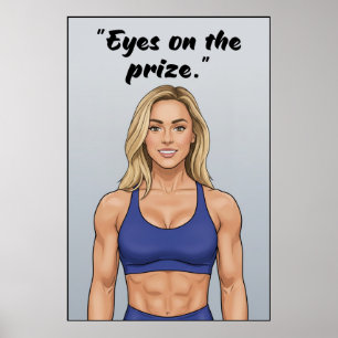 Póster Cartel de motivación de fitness: Ojos en el premio