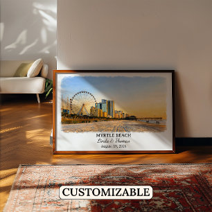 Póster Cartel de Myrtle Beach Carolina del Sur, Acuarela